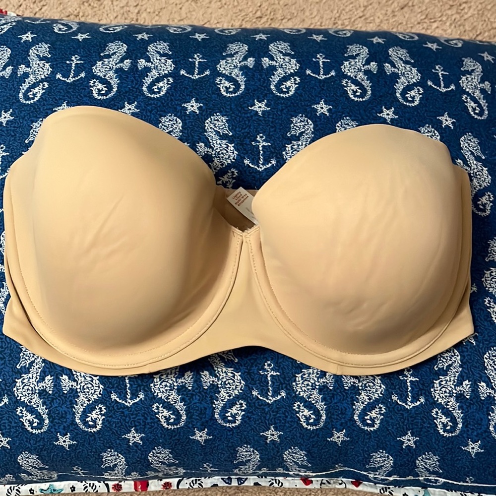 NEW Cacique Multi-way Strapless Bra 36F Nude / Beige  Convertible Lightly Lined